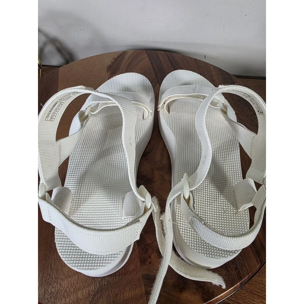 Teva Flatform Universal White Chunky Platform Sandals Size 8